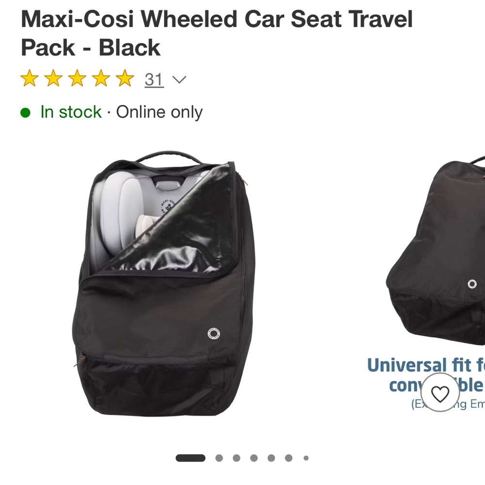 New! Maxi-Cosi Wheeled Car Seat Travel Pack - Black